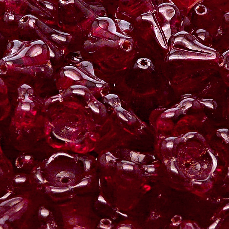 10ks České skleněné mačkané korálky zvonečky 11x13mm granát
