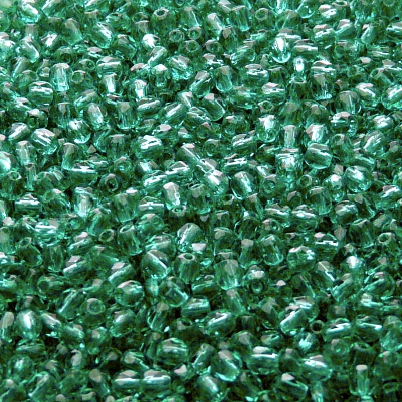 100ks České skleněné broušené ohňovky kulička 3mm emerald