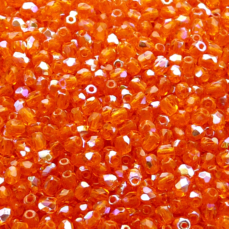 100ks České skleněné broušené ohňovky kulička 3mm hyacint/ AB polopokov