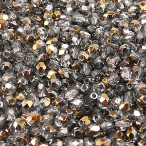 100ks České skleněné broušené ohňovky kulička 4mm čirá/ valentinit polopokov