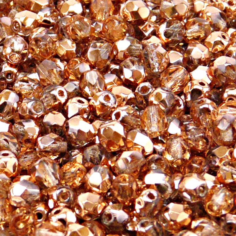 80ks České skleněné broušené ohňovky kulička 5mm čirá/ gold capri polopokov