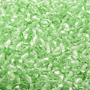 100ks České skleněné broušené ohňovky kulička 4mm zelený peridot