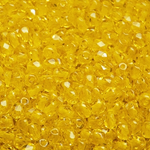 100ks České skleněné broušené ohňovky kulička 4mm jantar