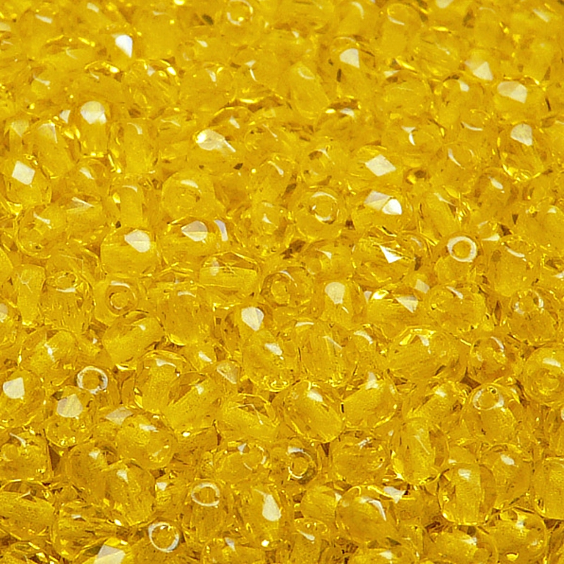 100ks České skleněné broušené ohňovky kulička 4mm jantar
