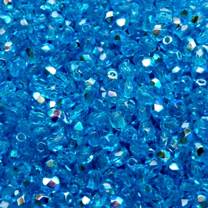 100ks České skleněné broušené ohňovky kulička 4mm akva/ AB polopokov