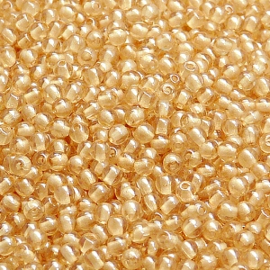 200ks České skleněné mačkané korálky kulička 3mm čirá/ béžový listr