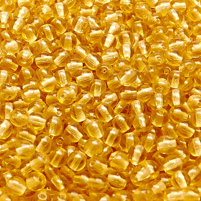 100ks České skleněné mačkané korálky kulička 4mm topas