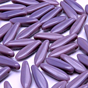 30ks České skleněné mačkané korálky jazýčky 5x16mm sytá fialová
