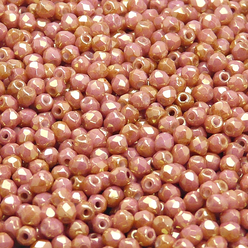 100ks České skleněné broušené ohňovky kulička 3mm bílá/ červený listr
