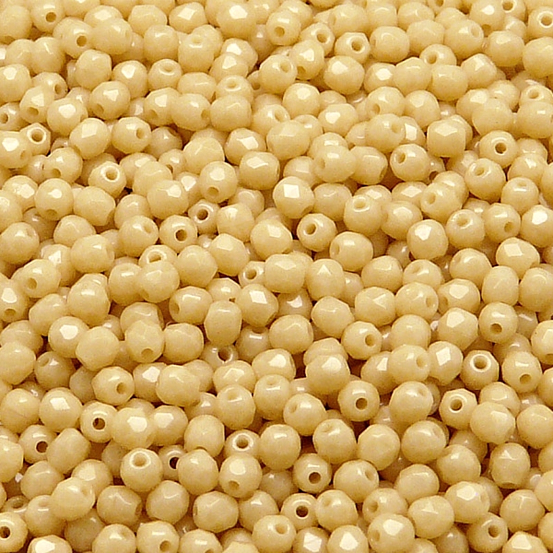 100ks České skleněné broušené ohňovky kulička 3mm sytá béžová