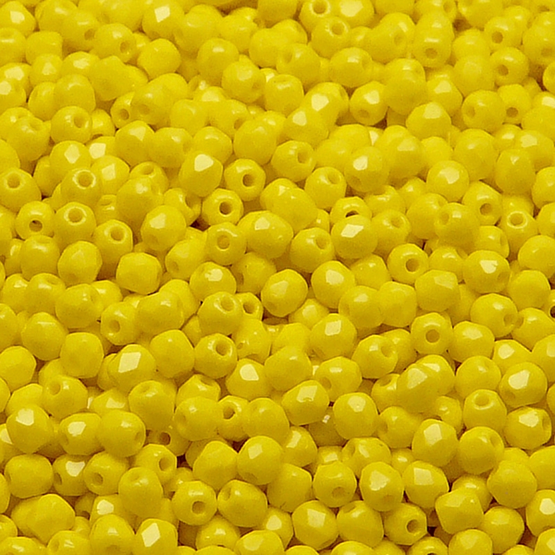 100ks České skleněné broušené ohňovky kulička 3mm sytá žlutá