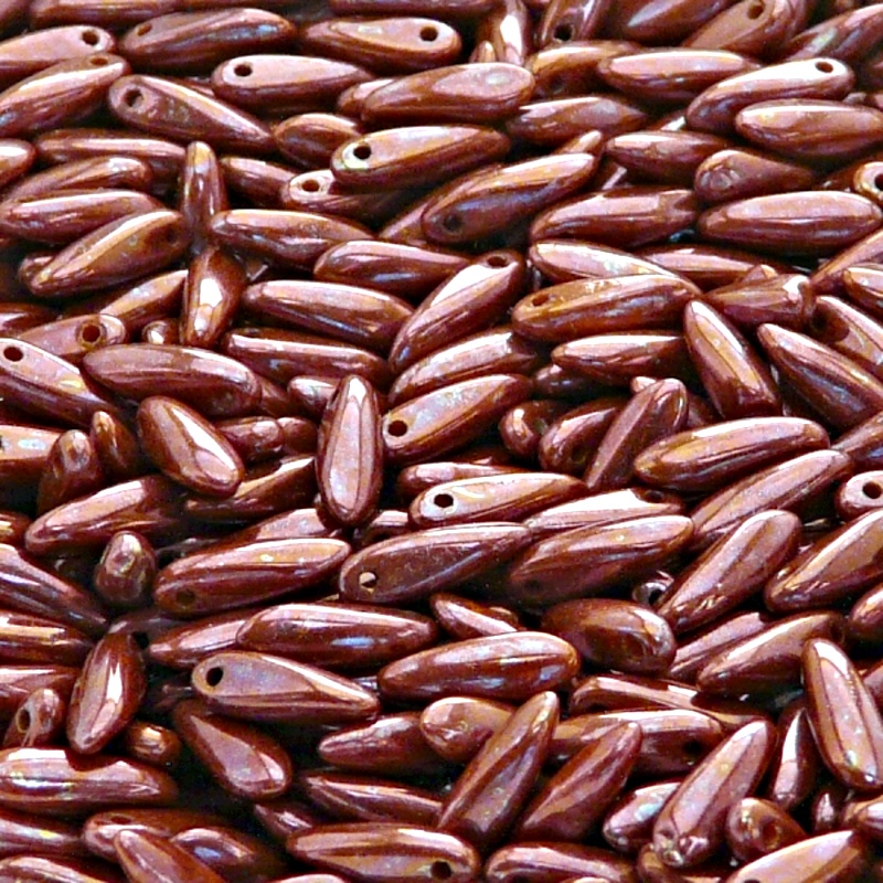 50ks České skleněné mačkané korálky jazýčky 3x11mm sytá oranžová/ nebula listr