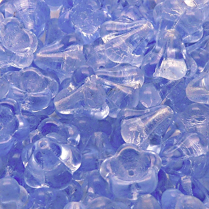10ks České skleněné mačkané korálky zvonečky 11x13mm světlý safír