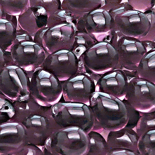 10ks České skleněné mačkané korálky kapky 10x14mm světlý ametyst