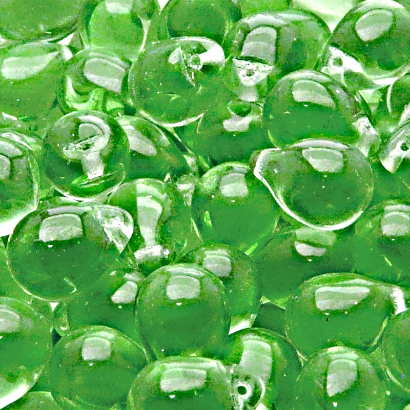 10ks České skleněné mačkané korálky kapky 10x14mm zelený peridot