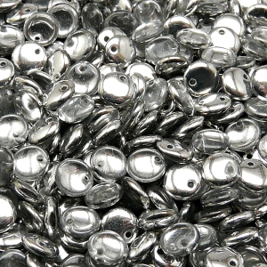 50ks České skleněné mačkané korálky čočka 6mm čirá/ hliník polopokov