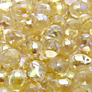 10ks České skleněné mačkané korálky kapky 10x14mm čirá/ žlutá duha