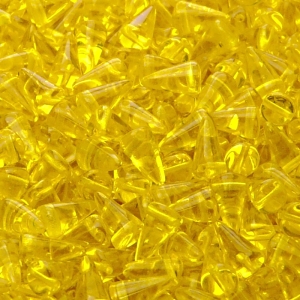 50ks České skleněné mačkané korálky trny 5x8mm jantar