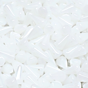 50ks České skleněné mačkané korálky trny 5x8mm bílý alabastr