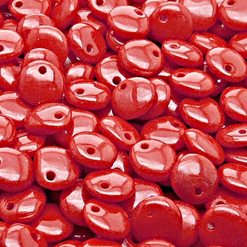 40ks České skleněné mačkané korálky čočka 8mm červený korál