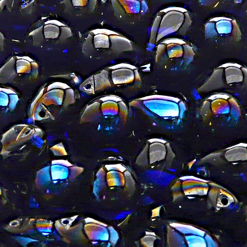 10ks České skleněné mačkané korálky kapky 10x14mm modrý kobalt/ azuro polopokov