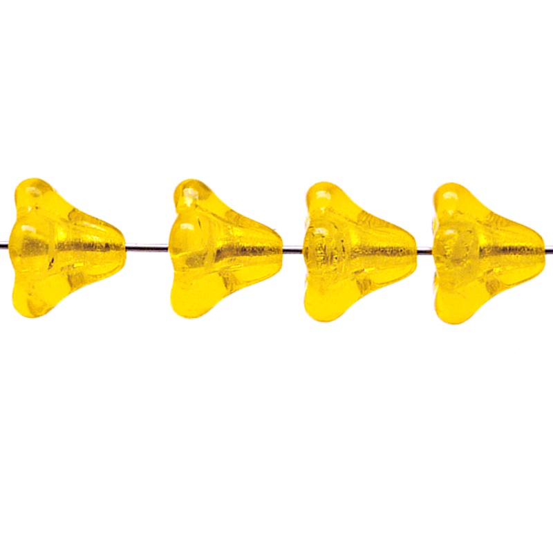 10ks České skleněné mačkané korálky zvonečky 11x13mm jantar