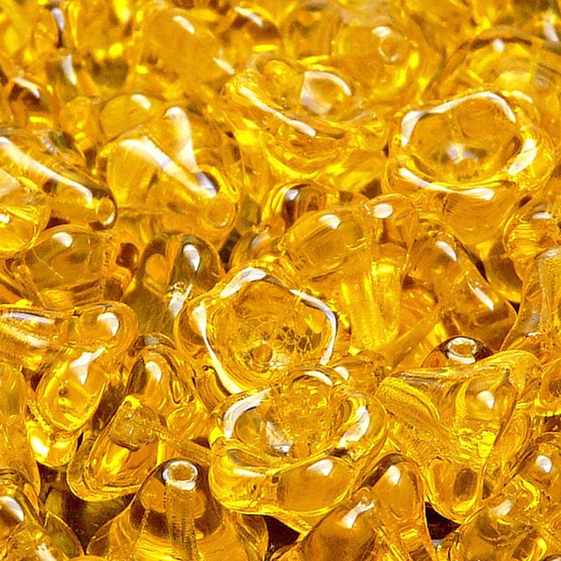 10ks České skleněné mačkané korálky zvonečky 11x13mm jantar