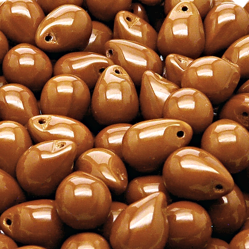 10ks České skleněné mačkané korálky kapky 10x14mm sytá hnědá