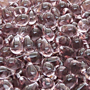 30ks České skleněné mačkané korálky kapky 6x9mm světlý ametyst