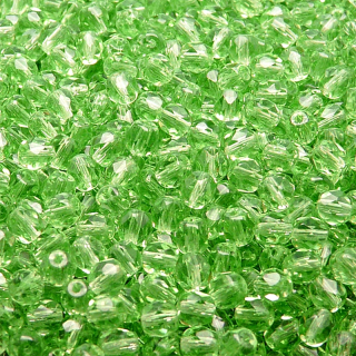 100ks České skleněné broušené ohňovky kulička 4mm světlý chrysolit